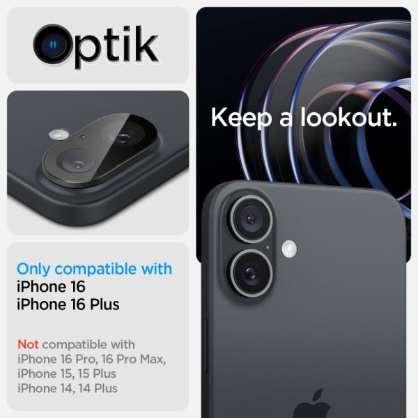 iPhone 16 / 16 PLUS kameras stikls, melns - 2 gab.