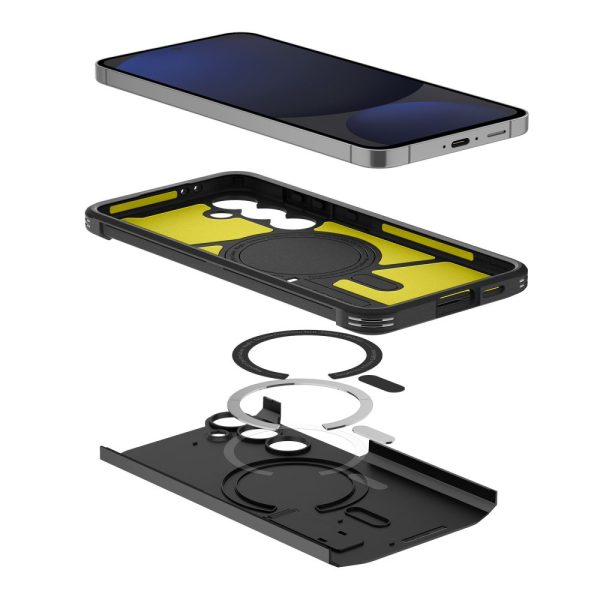 Vāciņš ar Samsung Galaxy S24 FE Tough Armor MagSafe aizsargapvalku - melns