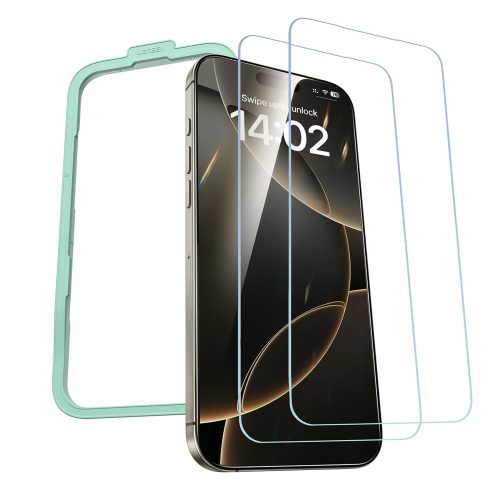 Rūdīts stikls ar montāžas rāmi iPhone 16 Pro - 2 gab.
