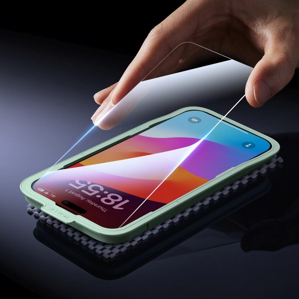 Rūdīts stikls ar montāžas rāmi iPhone 16 Pro - 2 gab.