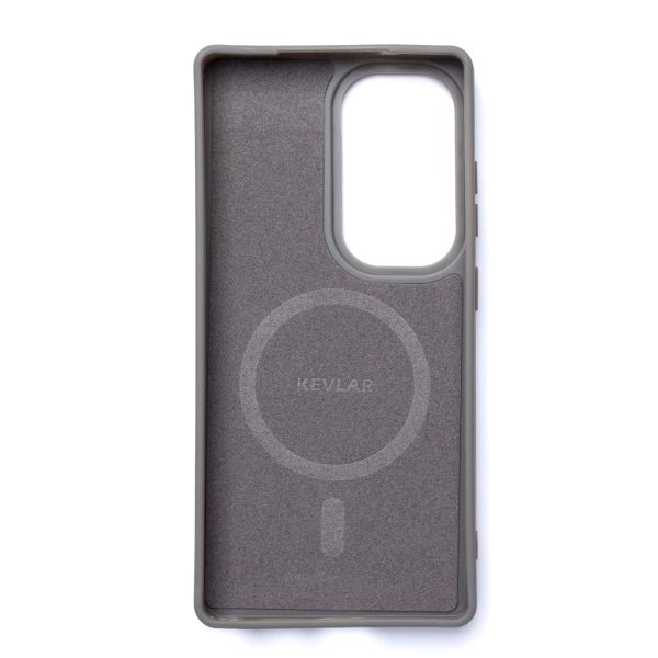 Samsung Galaxy S25 oglekļa šķiedras maciņš ar MagSafe aizmugurējo vāciņu - pelēks