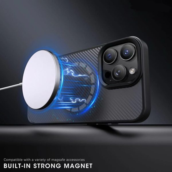 Samsung Galaxy S25 oglekļa šķiedras maciņš ar MagSafe aizmugurējo vāciņu - pelēks