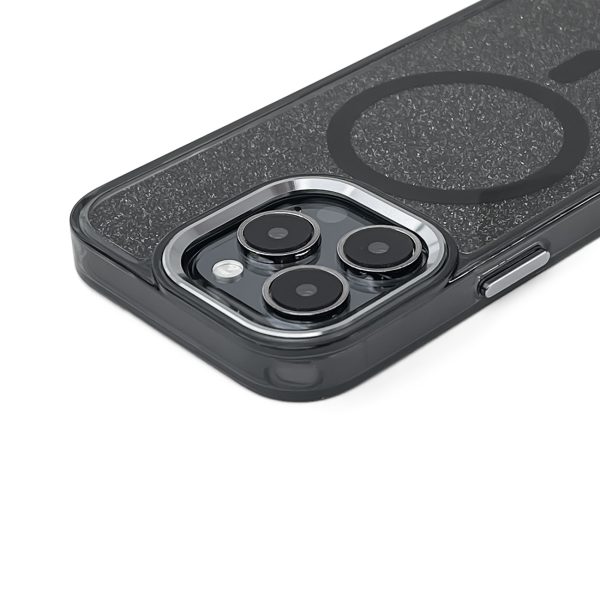 Samsung Galaxy S24 FE mirdzošs maciņš MagSafe aizsargvāciņš - melns ar mirdzumiem