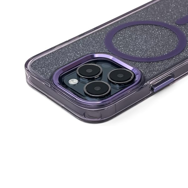 Samsung Galaxy S24 FE mirdzošs maciņš MagSafe aizsargvāciņš - violets ar mirdzumiem