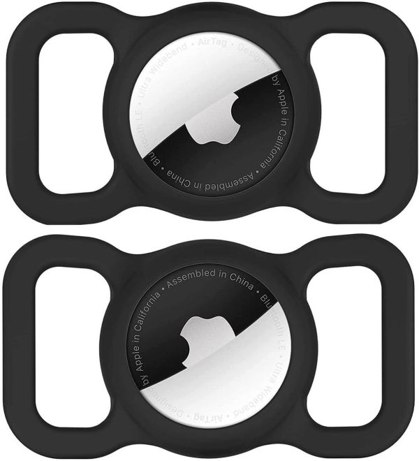 Etui na lokalizator Apple AirTag silikonowe na obrożę psa lub kota - czarne