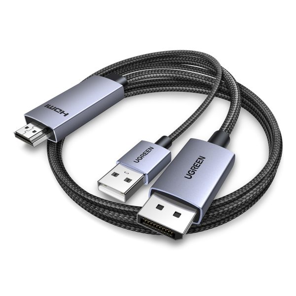HDMI - DisplayPort 4K 60Hz virziena kabelis 2m - pelēks