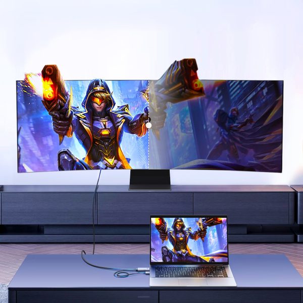 HDMI - DisplayPort 4K 60Hz virziena kabelis 2m - pelēks