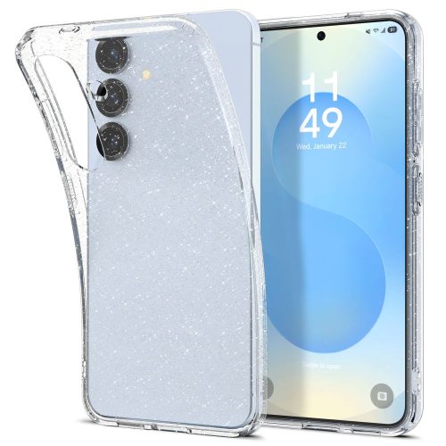 Samsung Galaxy S25 šķidro kristālu maciņš - caurspīdīgs, mirdzošs