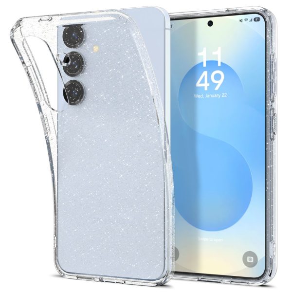 Samsung Galaxy S25 šķidro kristālu maciņš - caurspīdīgs, mirdzošs