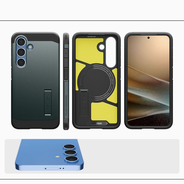 Samsung Galaxy S25 maciņš ar izturīgu Armor MagSafe statīvu - zaļš