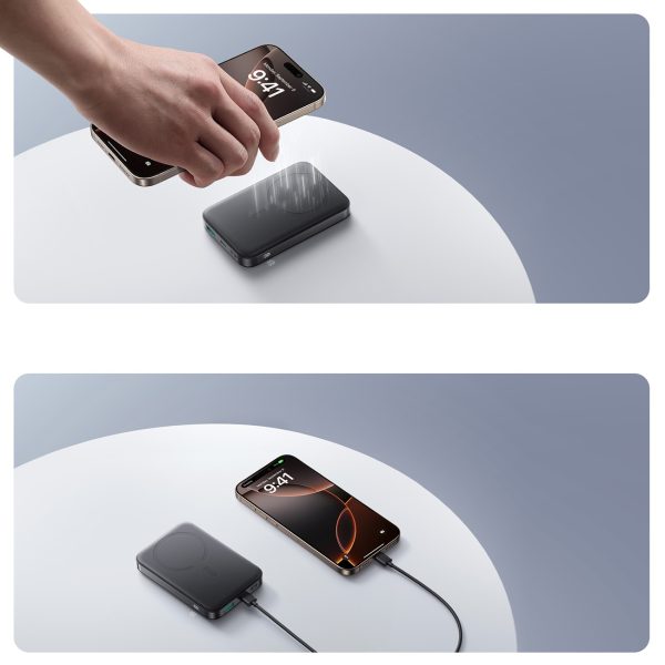 Powerbank 10000mAh 22.5W Qi2 JR-PBM12 MagSafe ar statīvu - melns