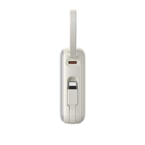 Powerbank 10000mAh 22.5W ar iebūvētu USB-C Lightning kabeli - balts
