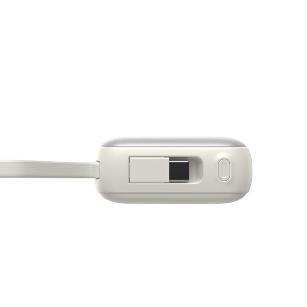 Powerbank 10000mAh 22.5W ar iebūvētu USB-C Lightning kabeli - balts