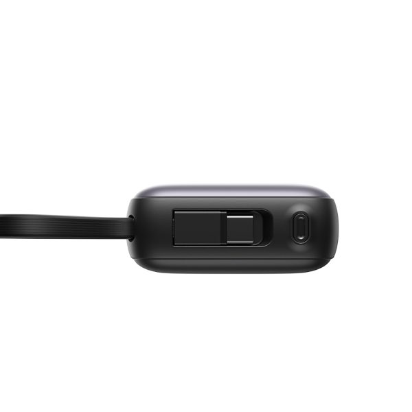 Powerbank 10000mAh 22.5W ar iebūvētu USB-C Lightning kabeli - melns