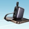 Powerbank 10000mAh 22.5W ar iebūvētu USB-C Lightning kabeli - melns