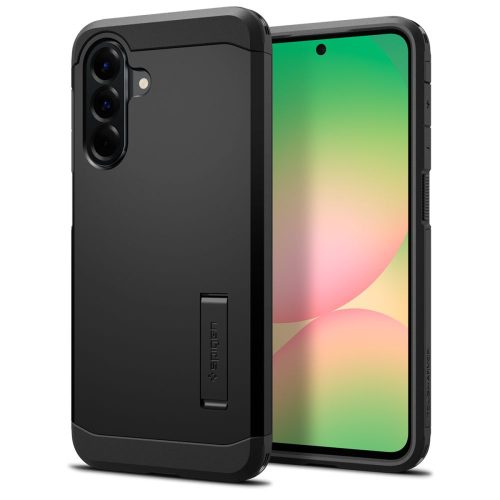 Samsung Galaxy A56 5G aizmugurējais maciņš ar izturīgu bruņu statīvu - melns