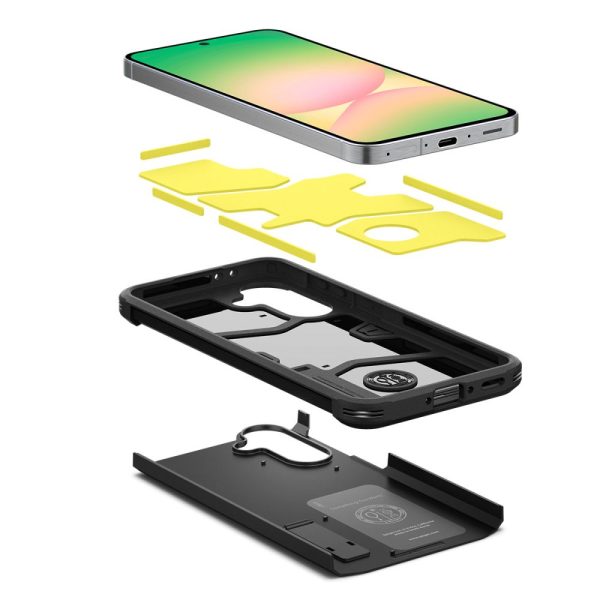 Samsung Galaxy A56 5G aizmugurējais maciņš ar izturīgu bruņu statīvu - melns