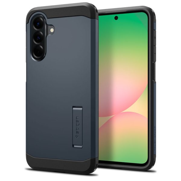 Samsung Galaxy A56 5G aizmugurējais maciņš ar izturīgu bruņu statīvu - pelēkmelns