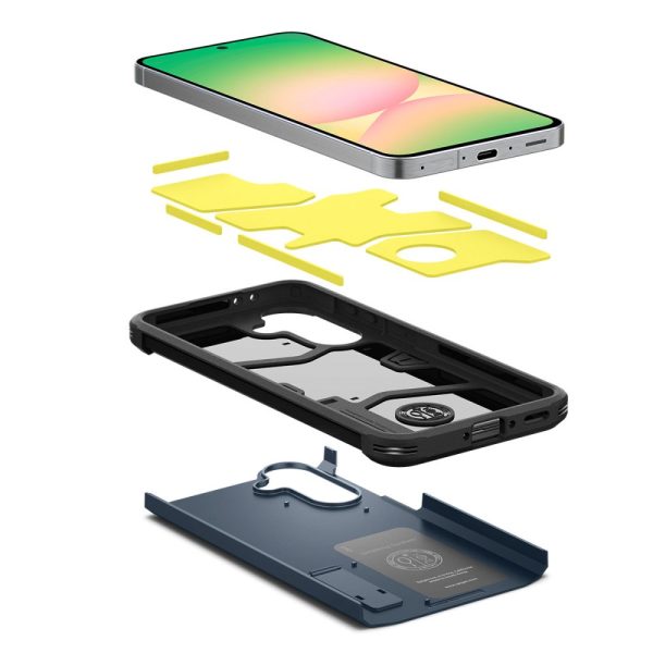 Samsung Galaxy A56 5G aizmugurējais maciņš ar izturīgu bruņu statīvu - pelēkmelns
