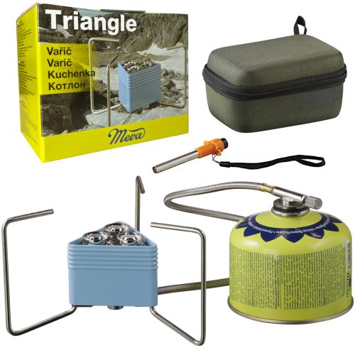 TRIANGLE gāzes kasetnes kempinga plīts, 3 degļi, 2,3 kW vieglāka