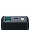 Powerbank ar lukturīti 30W 30000mAh + USB-A - USB-C kabelis 25cm melns
