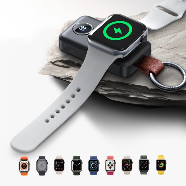 Kabatas lādētājs-atslēgu piekariņš 2000mAh 3W Apple Watch, melns