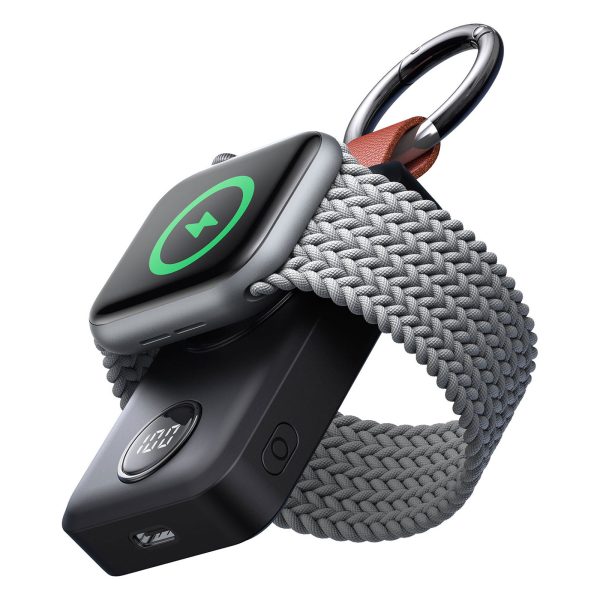 Kabatas lādētājs-atslēgu piekariņš 2000mAh 3W Apple Watch, melns