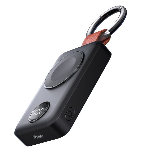 Kabatas lādētājs-atslēgu piekariņš 2000mAh 3W Apple Watch, melns