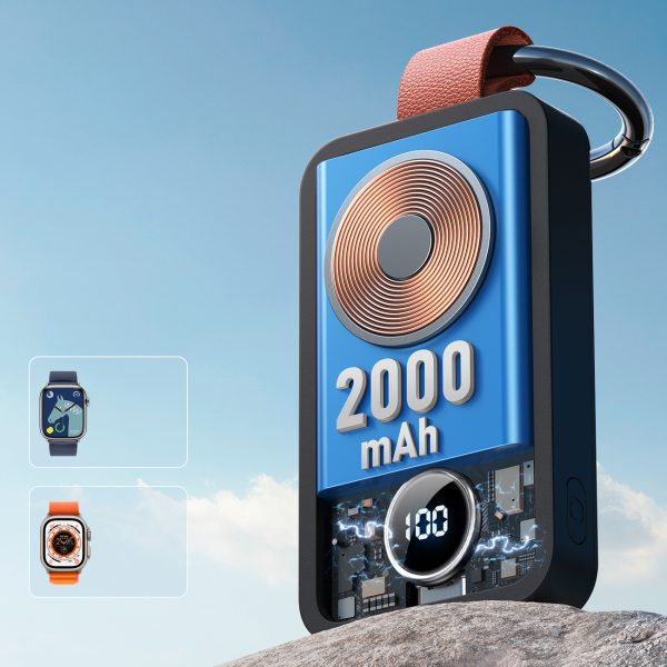 Kabatas lādētājs-atslēgu piekariņš 2000mAh 3W Apple Watch, melns