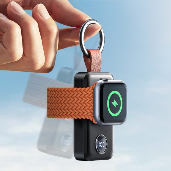 Kabatas lādētājs-atslēgu piekariņš 2000mAh 3W Apple Watch, melns