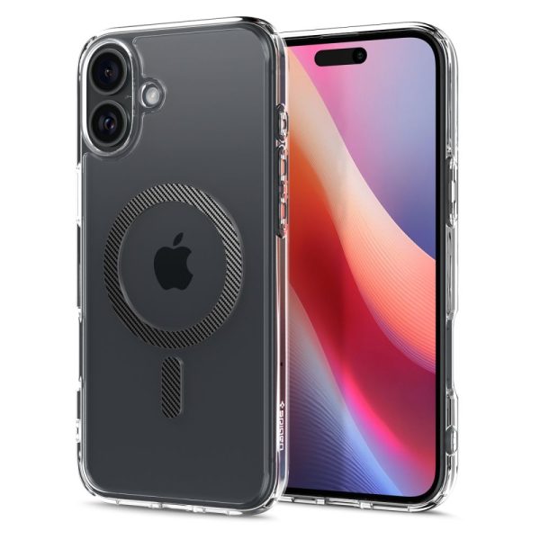 iPhone 16 Ultra Hybrid MagSafe oglekļa šķiedras aizsargvāciņš — caurspīdīgi pelēks