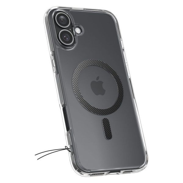 iPhone 16 Ultra Hybrid MagSafe oglekļa šķiedras aizsargvāciņš — caurspīdīgi pelēks