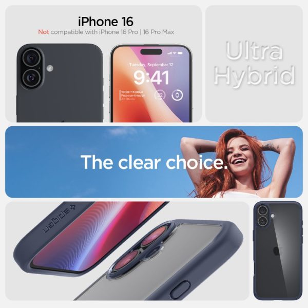 Aizsargvāciņš iPhone 16 Ultra Hybrid tālrunim - caurspīdīgs, zils