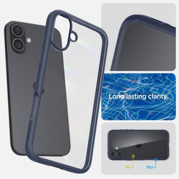 Aizsargvāciņš iPhone 16 Ultra Hybrid tālrunim - caurspīdīgs, zils