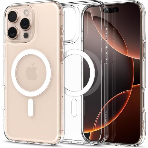 iPhone 16 Pro Ultra Hybrid Mag aizsargvāciņš ar MagSafe tehnoloģiju — caurspīdīgi balts