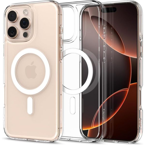 iPhone 16 Pro Ultra Hybrid Mag aizsargvāciņš ar MagSafe tehnoloģiju — caurspīdīgi balts