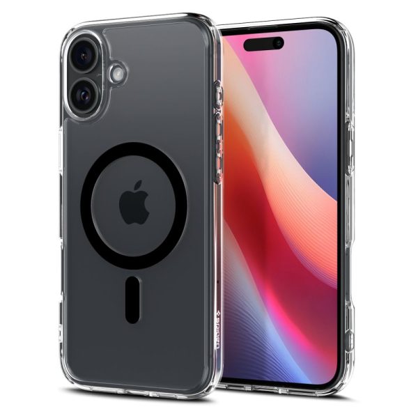 iPhone 16 Plus Ultra Hybrid Mag aizmugurējais vāciņš ar MagSafe tehnoloģiju — caurspīdīgs, melns