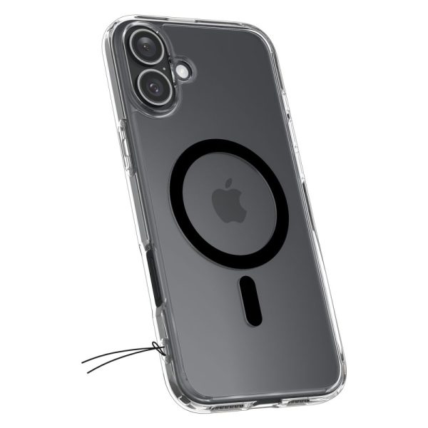 iPhone 16 Plus Ultra Hybrid Mag aizmugurējais vāciņš ar MagSafe tehnoloģiju — caurspīdīgs, melns