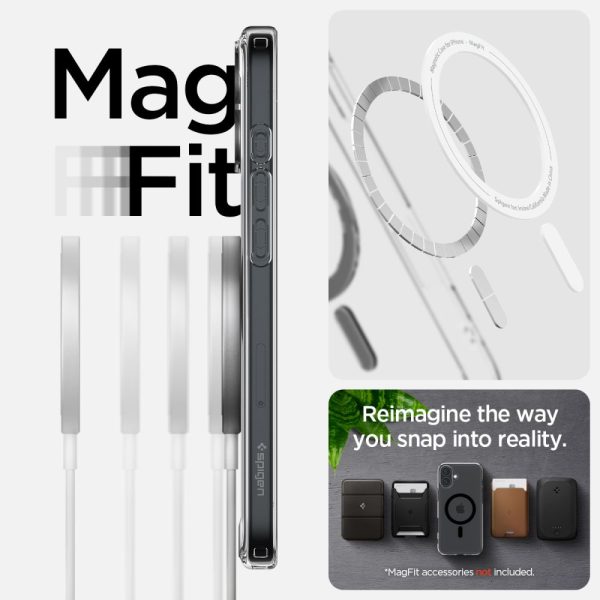 iPhone 16 Plus Ultra Hybrid Mag aizmugurējais vāciņš ar MagSafe tehnoloģiju — caurspīdīgs, melns