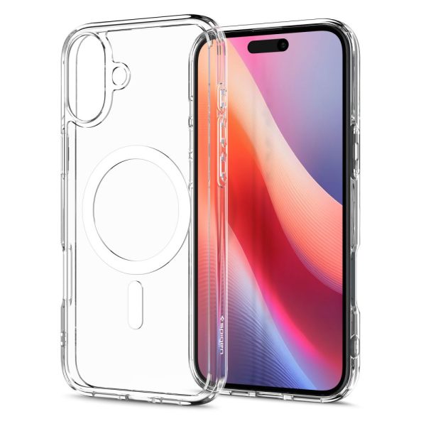 iPhone 16 Plus Ultra Hybrid Mag aizmugurējais vāciņš ar MagSafe tehnoloģiju — caurspīdīgi balts