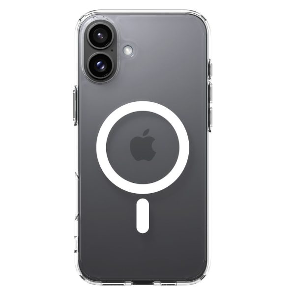 iPhone 16 Plus Ultra Hybrid Mag aizmugurējais vāciņš ar MagSafe tehnoloģiju — caurspīdīgi balts