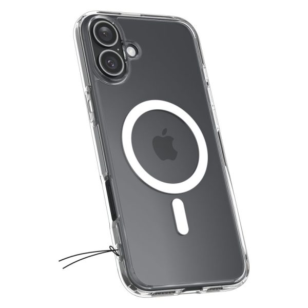 iPhone 16 Plus Ultra Hybrid Mag aizmugurējais vāciņš ar MagSafe tehnoloģiju — caurspīdīgi balts