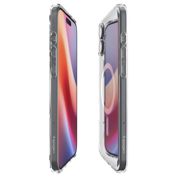 iPhone 16 Plus Ultra Hybrid Mag aizmugurējais vāciņš ar MagSafe tehnoloģiju — caurspīdīgi balts