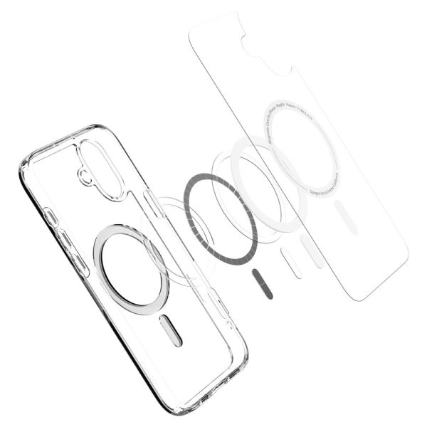 iPhone 16 Plus Ultra Hybrid Mag aizmugurējais vāciņš ar MagSafe tehnoloģiju — caurspīdīgi balts