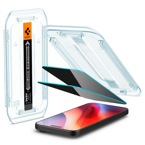 Privātuma aizsardzības rūdīts stikls ar montāžas rāmi iPhone 16 Pro Max - 2 gab.