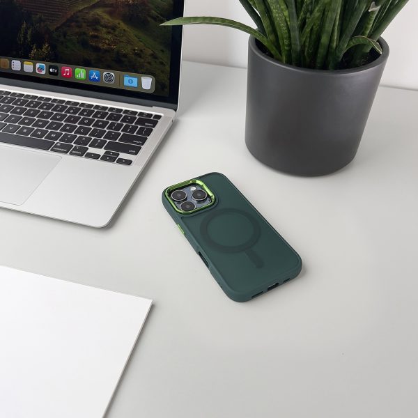 Samsung Galaxy S25 modes maciņš MagSafe aizmugurējais vāciņš - zaļš
