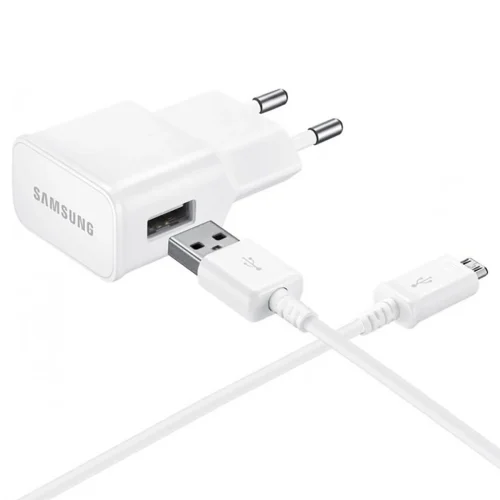 Samsung USB-A 8W sienas lādētājs ar MicroUSB kabeli - balts