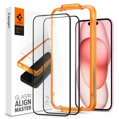 Rūdīta stikla ekrāna aizsargs iPhone 15 Plus ALM Glass FC - melns 2 gab.