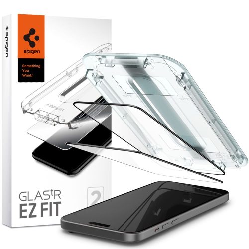 Rūdīta stikla ekrāna aizsargs iPhone 15 Plus Glas.tR EZ Fit FC - melns 2 gab.
