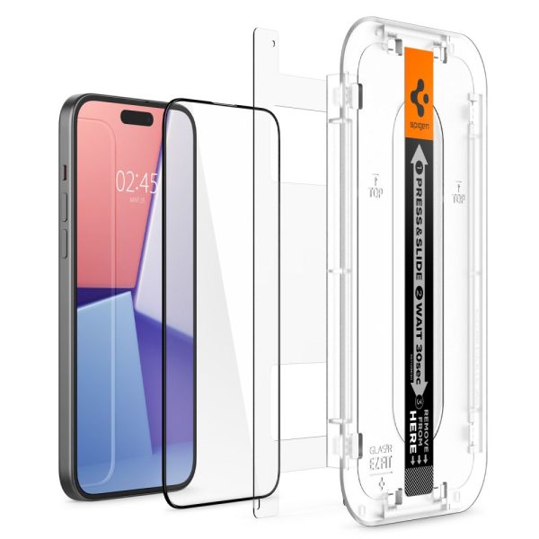 Rūdīta stikla ekrāna aizsargs iPhone 15 Plus Glas.tR EZ Fit FC - melns 2 gab.